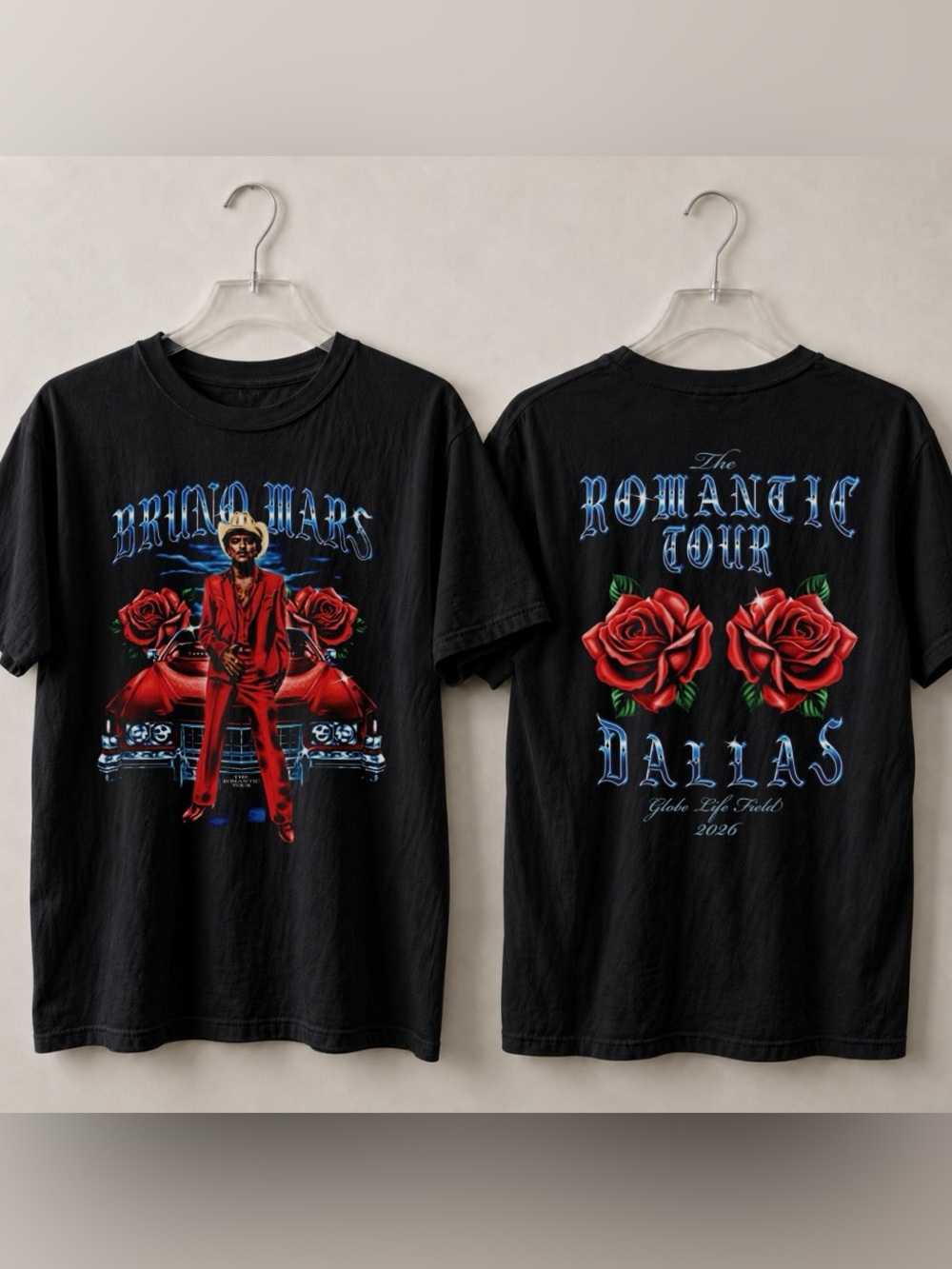 Bruno Mars The Romantic Tour 2026 Dallas Texas Graphic Tee - Reprint Gildan